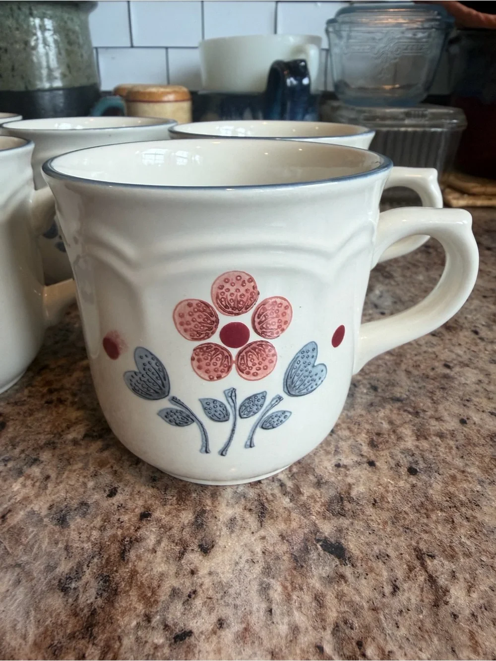 Hearthside Cumberland Brambleberry Stoneware Floral Cup Set of 6 cottage heart